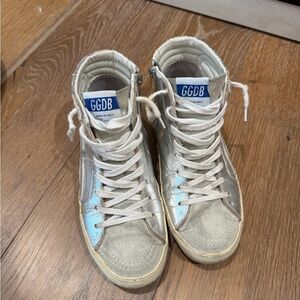 Golden Goose Silver High-Top Sneakers